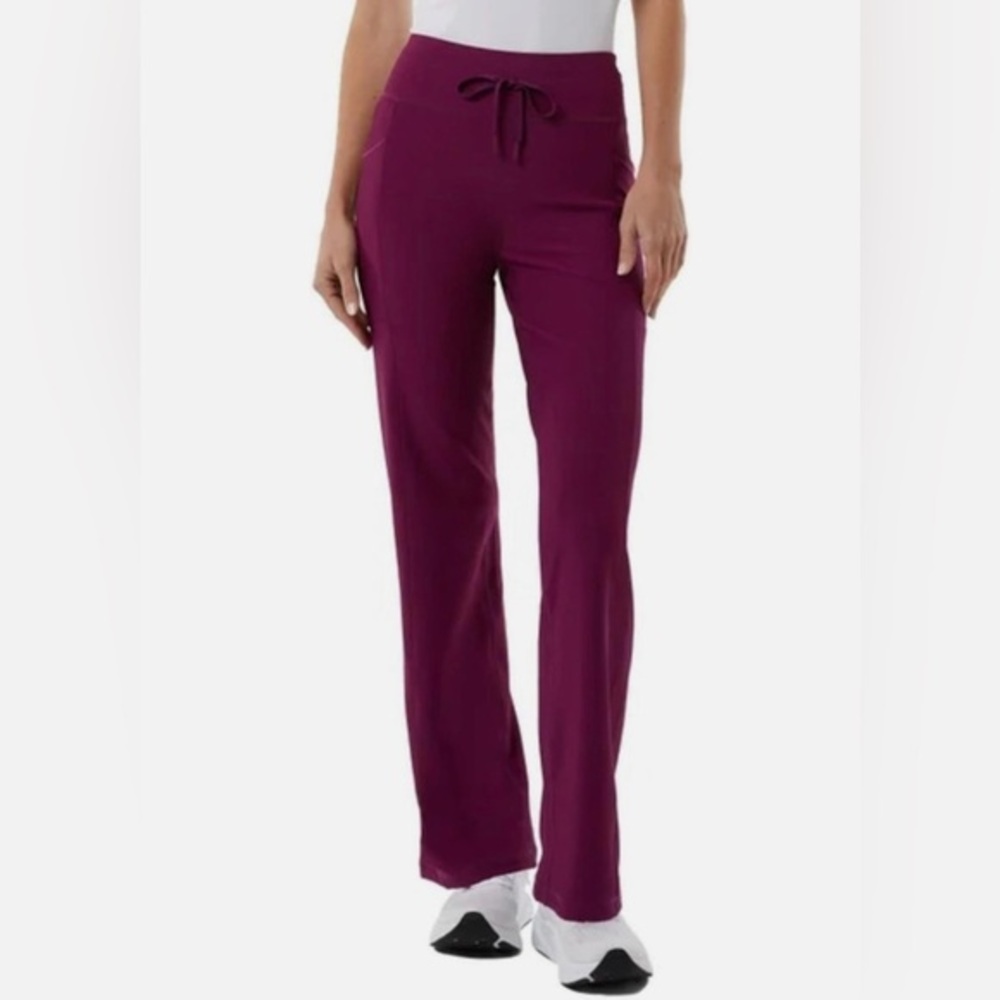 32 Degrees Women's Straight Leg Ribbed Pants in Deep Purple